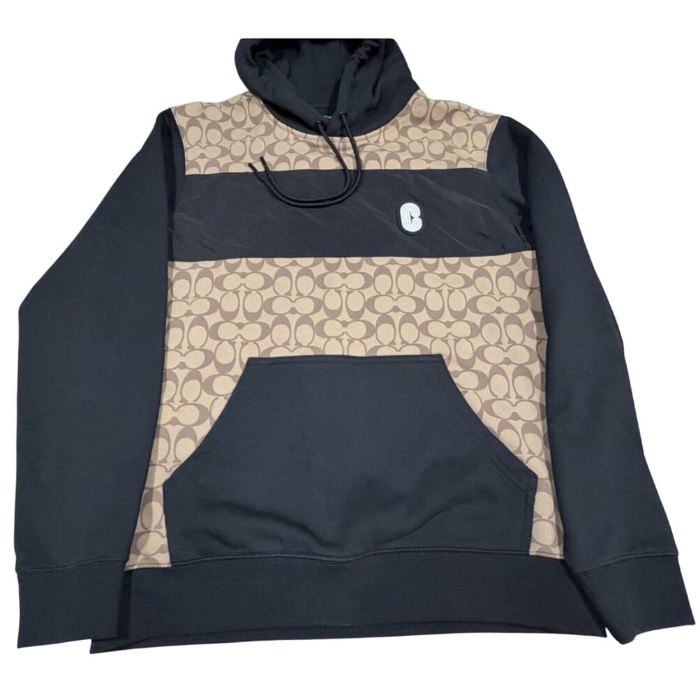 Coach Signature C Colorblock Hoodie Men’s Medium Khaki Black C7828